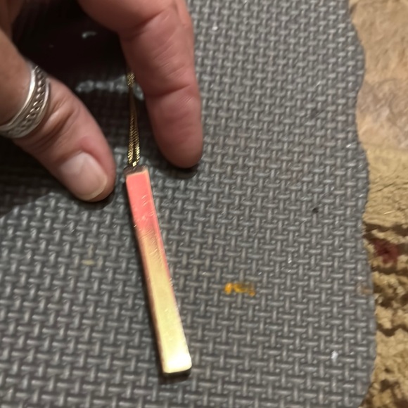 Gold Bar Necklace and Leaf Brooch - Picture 3 of 7